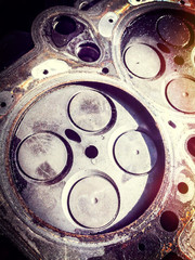 Zylinderkopf eines Diesel Motors