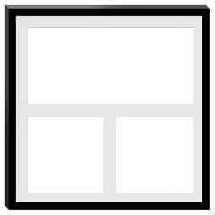 A black frame with space for three photographs