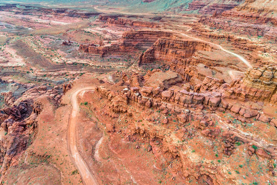 canyon road in Utah - aerial view
