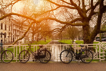 Fototapeta na wymiar Bicycles in Rotterdam