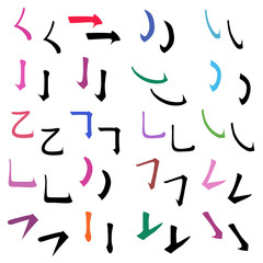 Main Chinese hieroglyphs calligraphy graphic symbol colored element set (the HOOK)