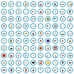 100 amusement icons set in cartoon style for any design vector illustration