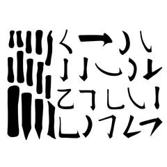 Main Chinese hieroglyphs calligraphy graphic symbol colored element frame set (VERTICAL LINE and HOOK)