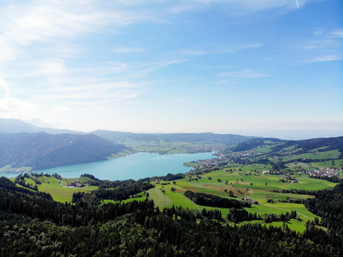 The &Auml;gerisee (Lake Aegeri) in Zug, Switzerland, in the summer