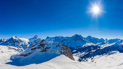 Schlittenfahren in Grindelwald /Schweiz - Blick auf Eiger, Mönch und Jungfrau