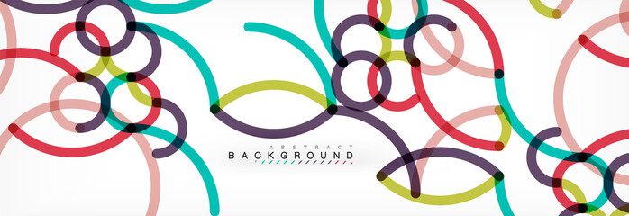 Curly wave lines abstract background design, transparent color lines on gray