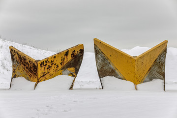 Retired plow blades make decor
