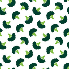 Vector seamless pattern background with raw green broccoli.