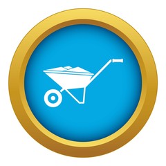 Wheelbarrow icon blue vector isolated on white background for any design