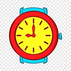 Red wrist watch icon in cartoon style on a background for any web design 