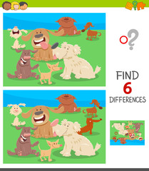 find differences game with cartoon dogs