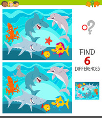 find differences game with sea animals