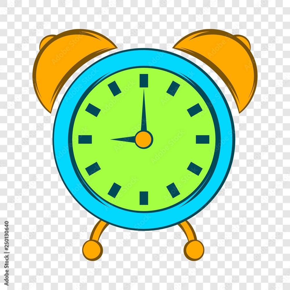 Poster alarm clock icon in cartoon style on a background for any web design