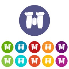 Binoculars explorer icons color set vector for any web design on white background