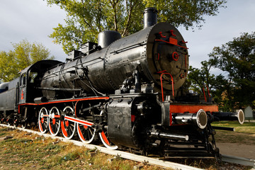 Fototapeta na wymiar Stream train on railroad 