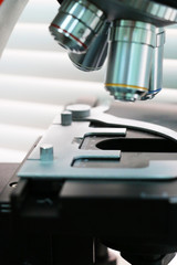 Close up of microscope at the blood laboratory, Concept Science and Technology