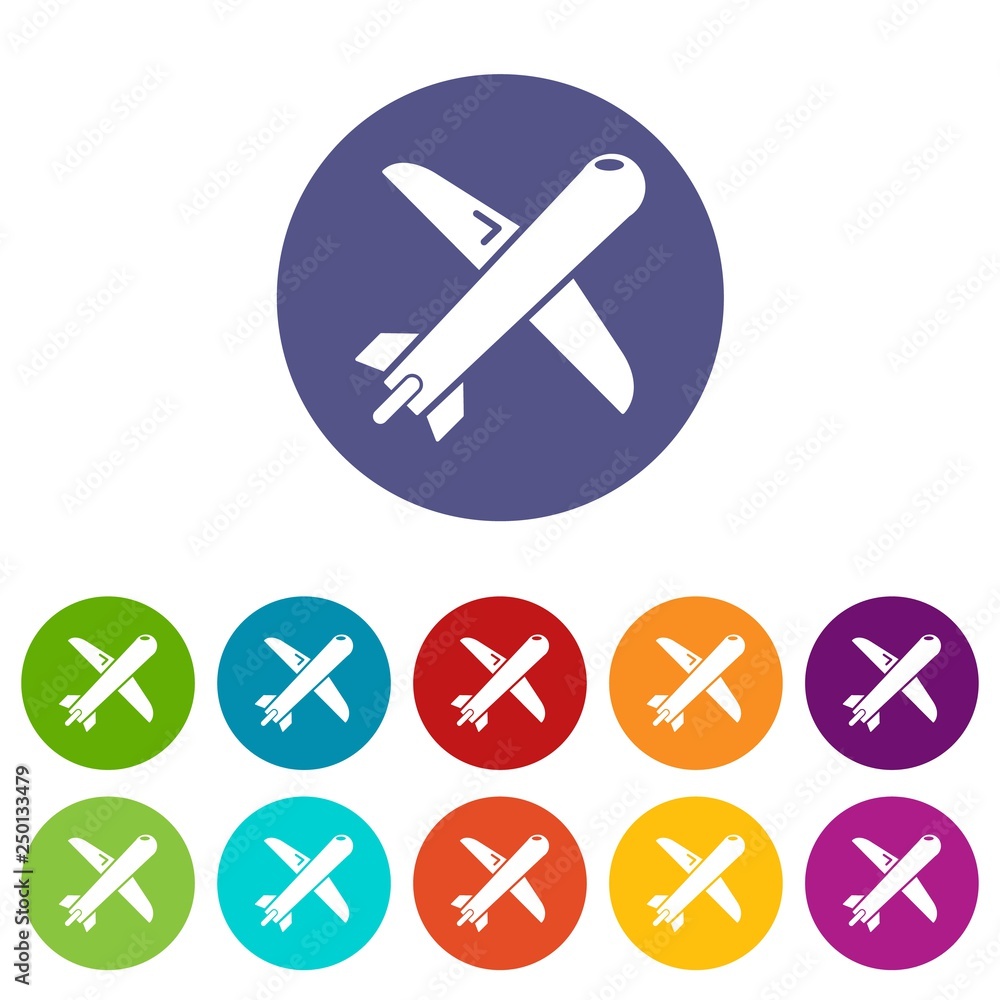 Poster plane icons color set vector for any web design on white background