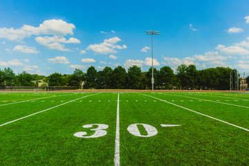 Soccer ball on the field of stadium