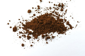 Coffee powder isolated of white background.