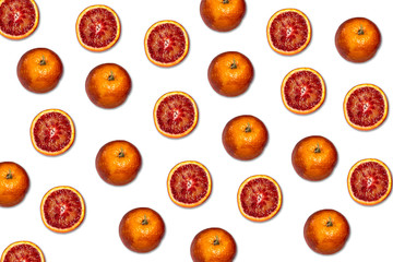 Fresh red sicilian orange. Top view