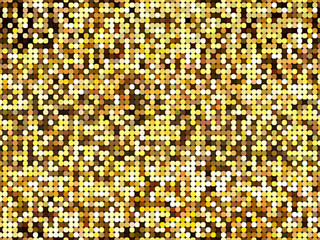 Golden abstract lights disco background. Square pixel mosaic