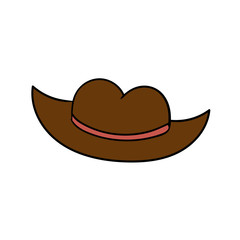 Cartoon doodle linear cowboy hat isolated on white background. Vector illustration.