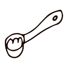 Cartoon doodle linear ladle isolated on white background. Vector illustration. 