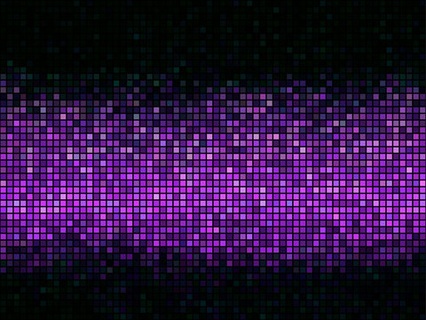 Violet abstract lights disco background. Square pixel mosaic