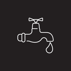 Dripping tap with drop line icon. Simple element illustration. Dripping tap with drop line symbol design from Ecology collection set. Can be used in web and mobile