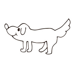 Cartoon doodle linear dog isolated on white background. Vector illustration.  