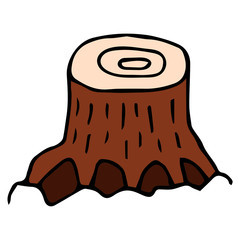 Cartoon doodle linear stump isolated on white background. Vector illustration. 