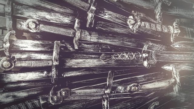 Metal knight swords background. Close up. The concept Knights.