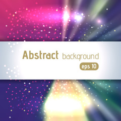 Obraz premium Colorful rays background with place for text. Abstract motion blur background with power explosion. Vector illustration. Pink, purple, blue colors.