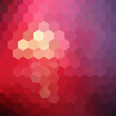 Fototapeta na wymiar Abstract hexagons vector background. Geometric vector illustration. Creative design template. Red, orange, purple colors.