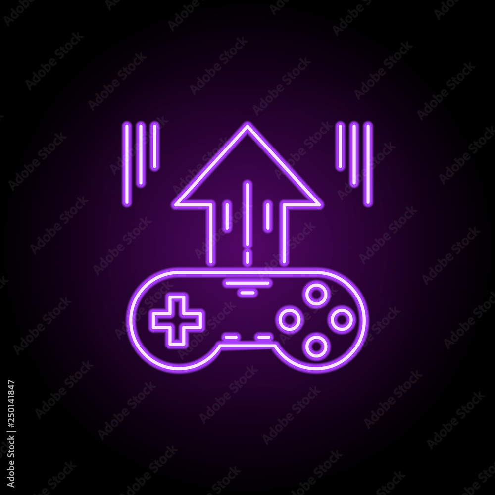 Poster game publishing outline icon. elements of game development in neon style icons. simple icon for webs