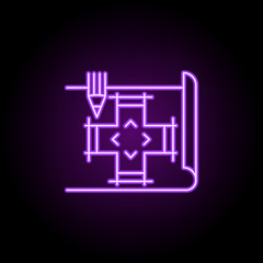 create visuals outline icon. Elements of Game development in neon style icons. Simple icon for websites, web design, mobile app, info graphics