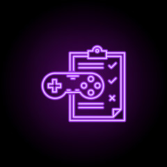 game evaluation outline icon. Elements of Game development in neon style icons. Simple icon for websites, web design, mobile app, info graphics