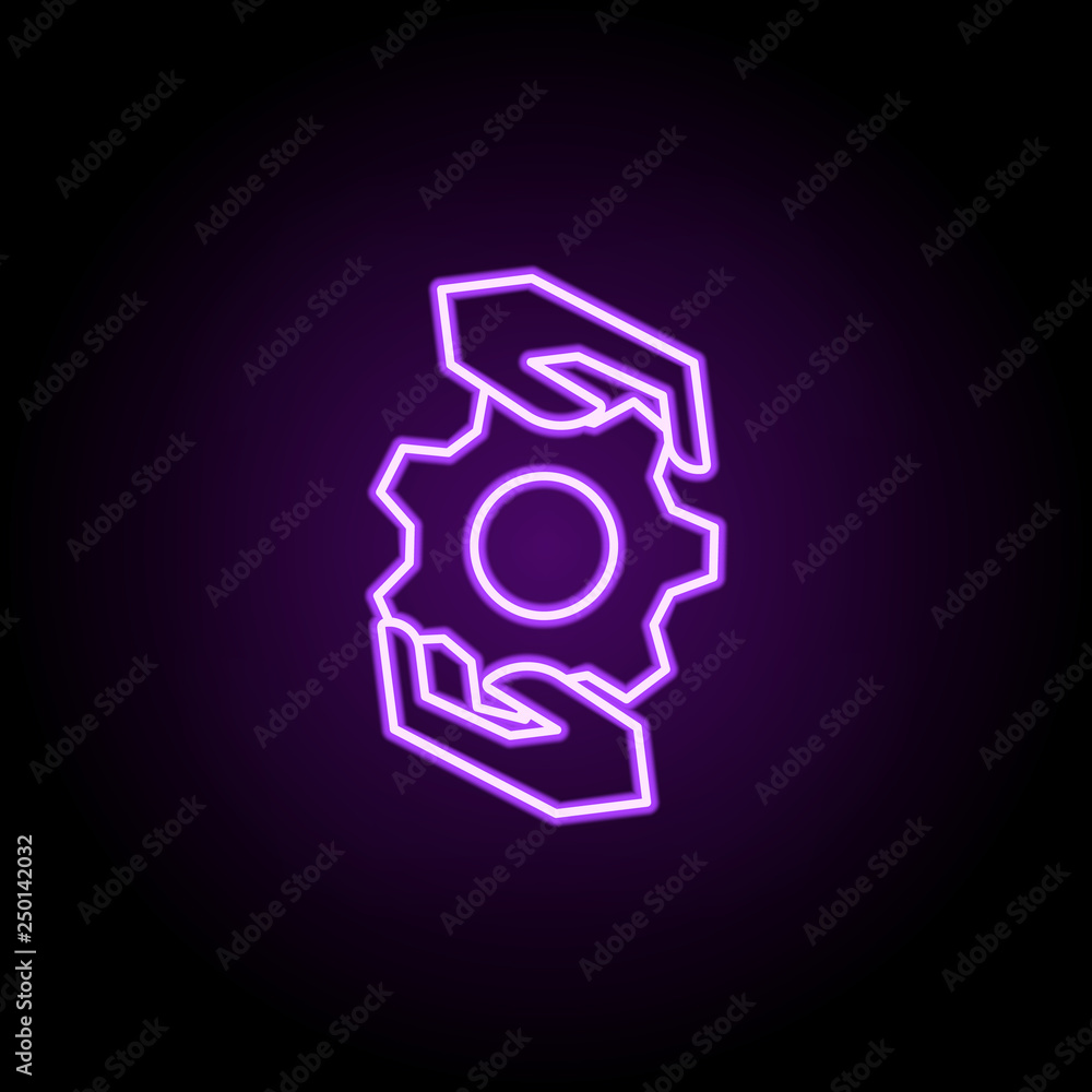 Poster adjust, gear, hands icon. elements of growth hacking in neon style icons. simple icon for websites, 
