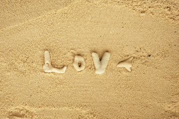 Love text on the sand photo
