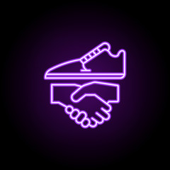 customer activation, handshake icon. Elements of Growth hacking in neon style icons. Simple icon for websites, web design, mobile app, info graphics