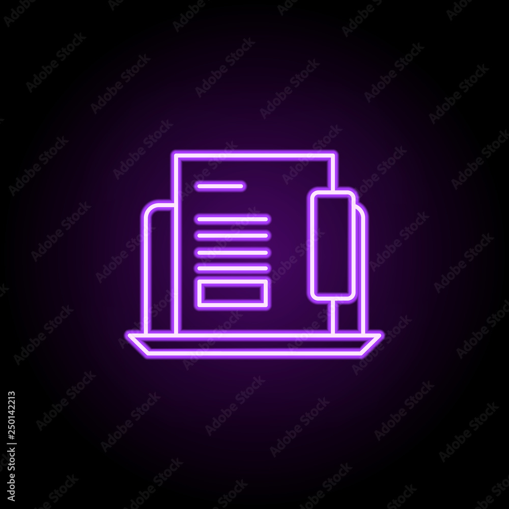Poster advertisement, banners, computer icon. elements of growth hacking in neon style icons. simple icon f