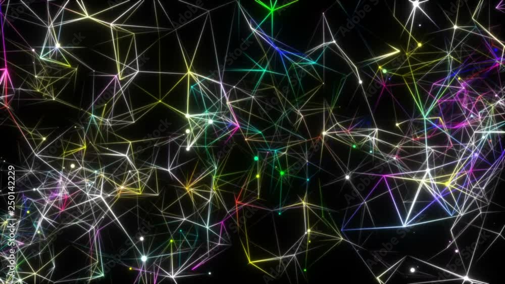 Poster multicolored rotating threads.growing global network and data connections. you can use it for a tech