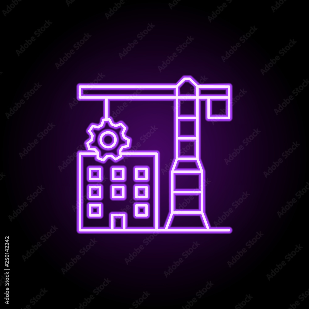 Poster building, business development icon. elements of growth hacking in neon style icons. simple icon for