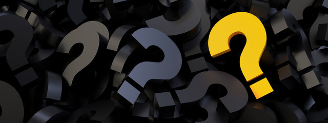 colored question marks background concept. 3D Rendering.