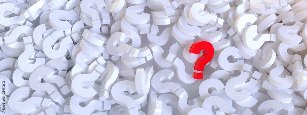 Poster colored question marks background concept. 3d rendering.
