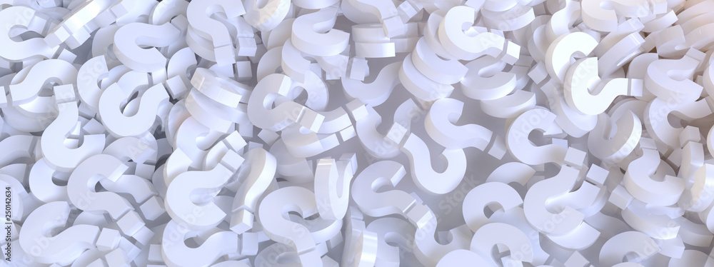 Poster colored question marks background concept. 3d rendering.