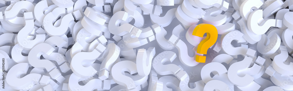 Poster colored question marks background concept. 3d rendering.
