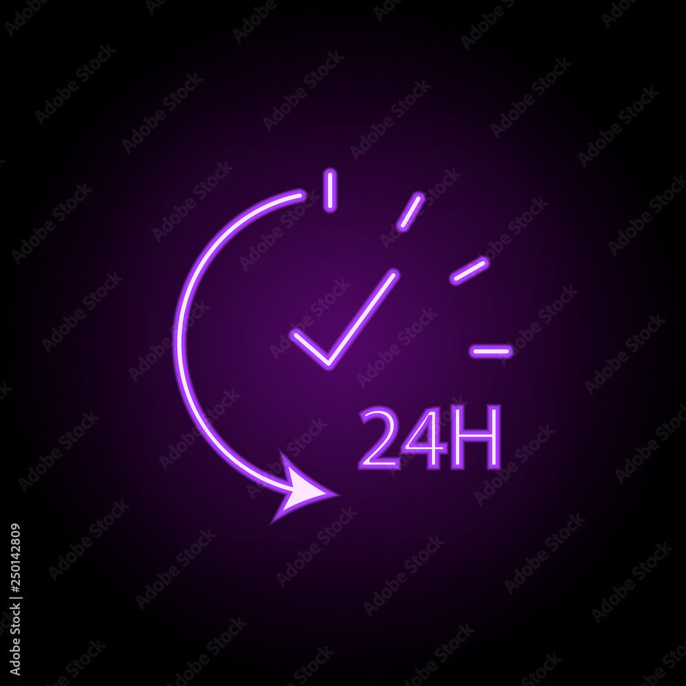 Poster services 24 hour outline icon. elements of security in neon style icons. simple icon for websites, w