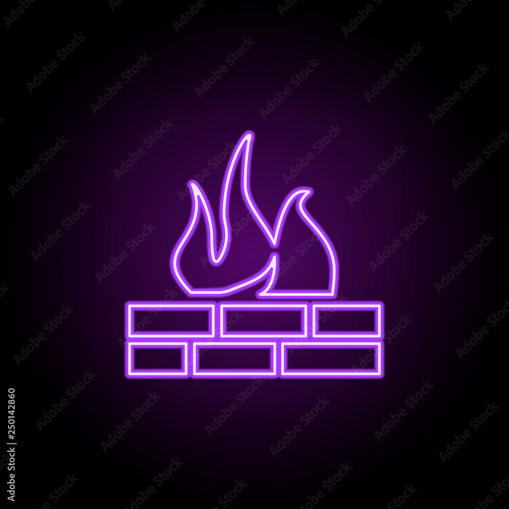 Poster firewall outline icon. elements of security in neon style icons. simple icon for websites, web desig