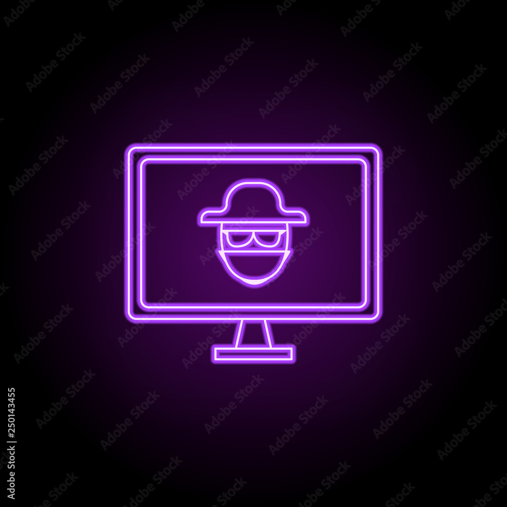 Poster cyber crime outline icon. elements of security in neon style icons. simple icon for websites, web de